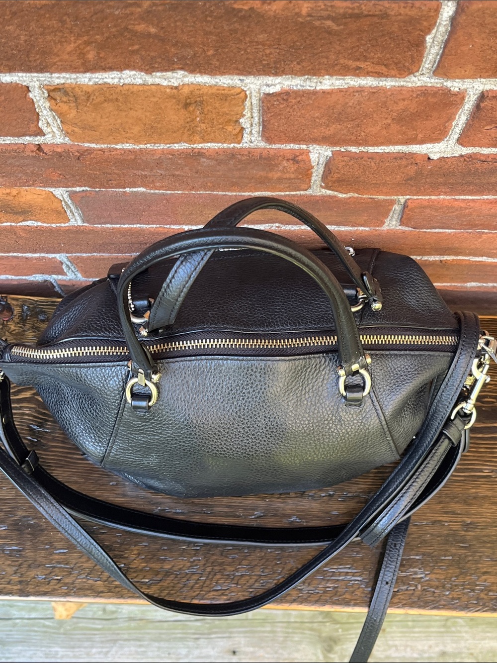 Coach Black Pebble Leather Prairie Satchel Crossbody Bag - Picture 5 of 10